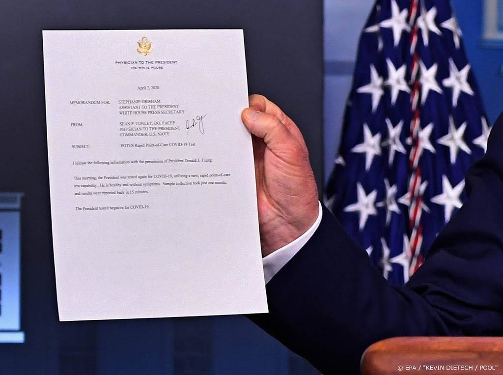 Trump test opnieuw negatief op coronavirus