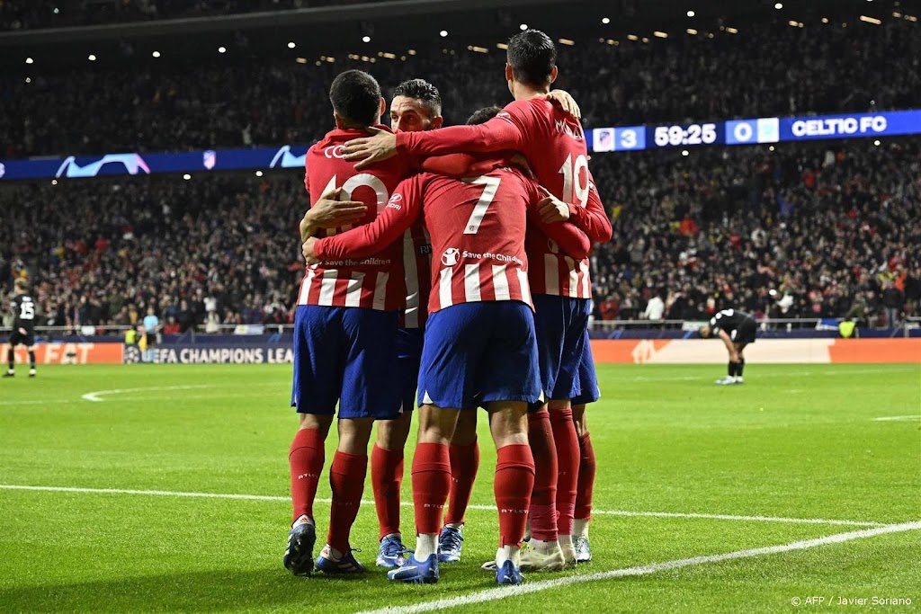 Atlético leidt in groep E Champions League na ruime zege op Celtic