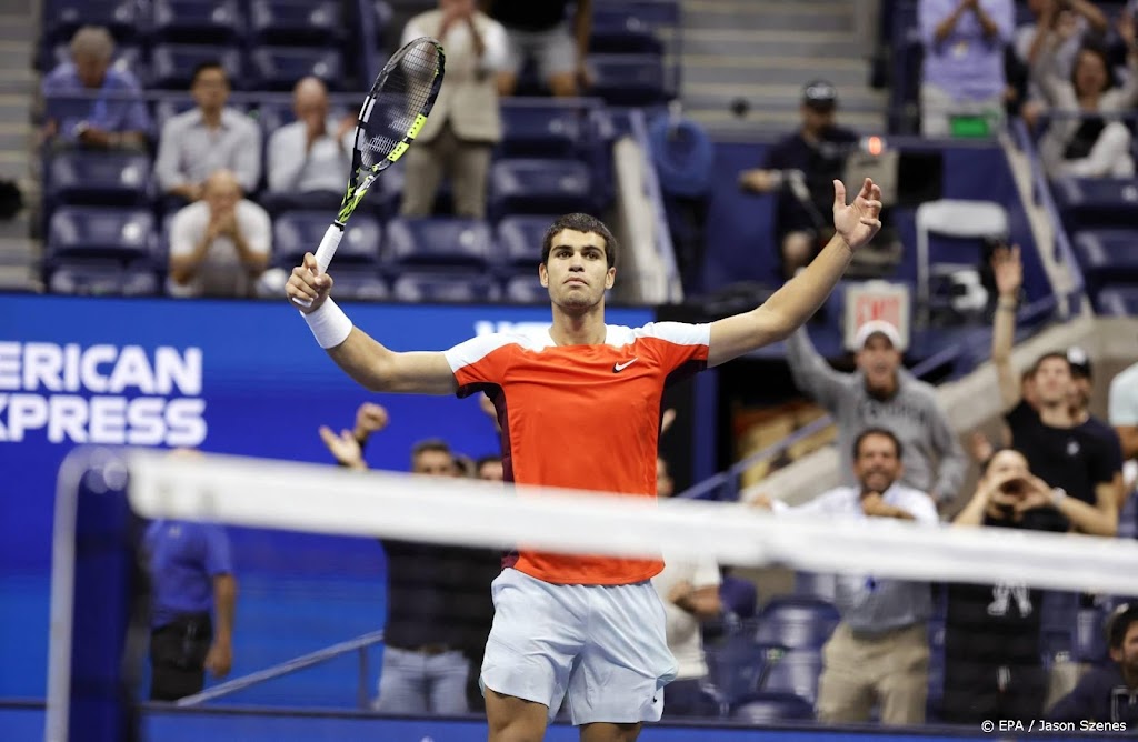 Tennisser Alcaraz bereikt na marathonpartij laatste vier US Open