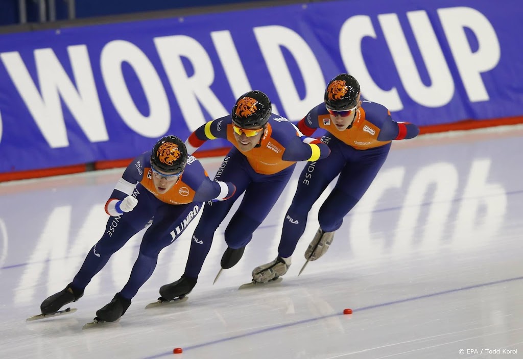 Amerikaanse schaatsploeg wint achtervolging, Nederland zesde