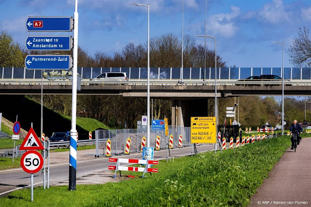 A7 bij Purmerend vanaf maandag helemaal dicht voor vrachtverkeer