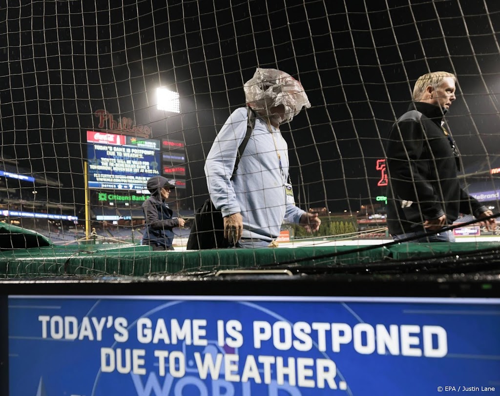 Derde honkbalduel in World Series uitgesteld wegens slecht weer