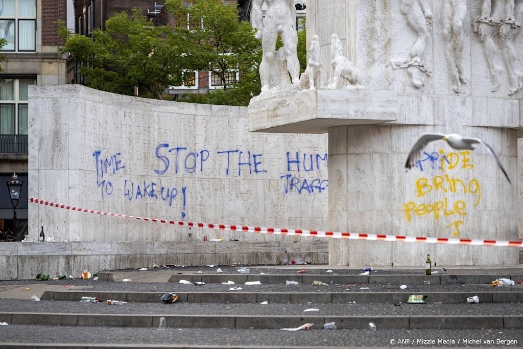 Nationaal Monument op Dam in Amsterdam beklad