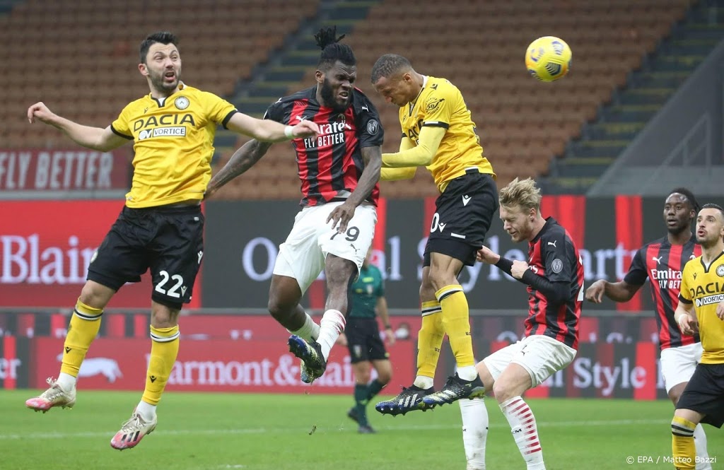 AC Milan ontsnapt aan nederlaag tegen Udinese: 1-1