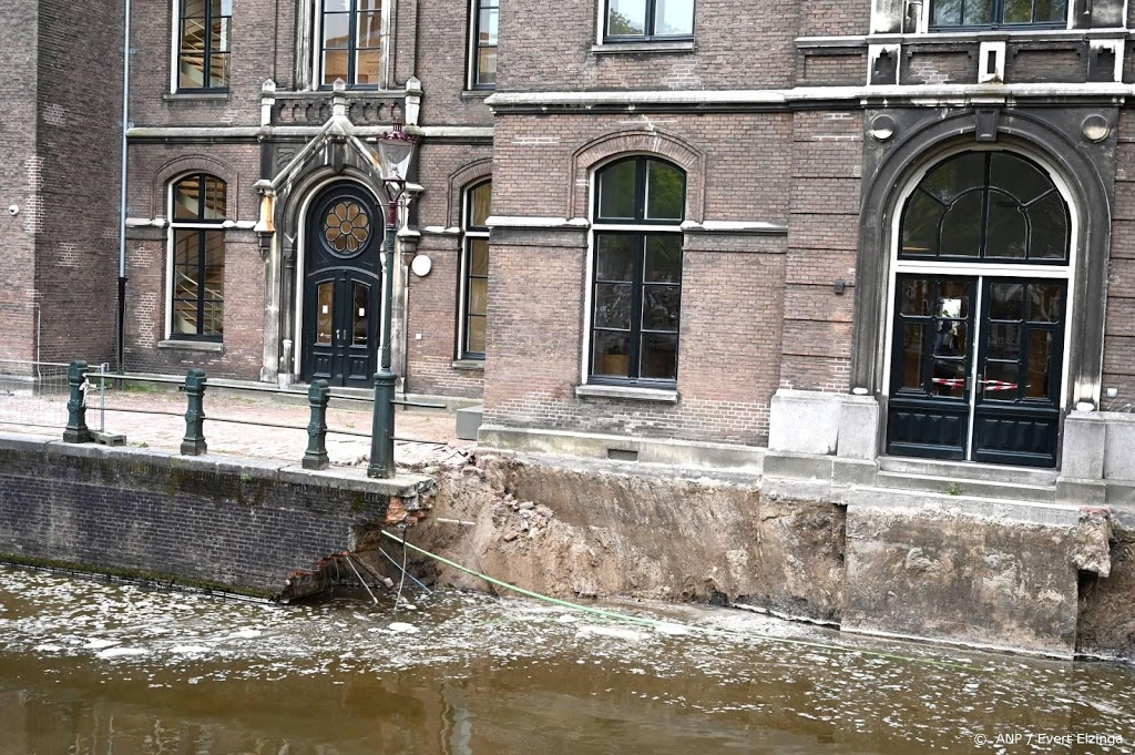 Gebouwen UvA nog een week dicht na verzakking kade