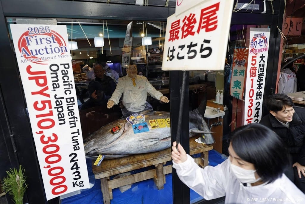 Recordbedrag voor jaarlijks geveilde blauwvintonijn in Tokio