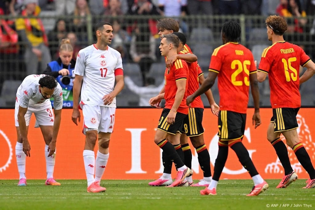 Oranje-opponent Tunesië met tien man hard onderuit tegen België