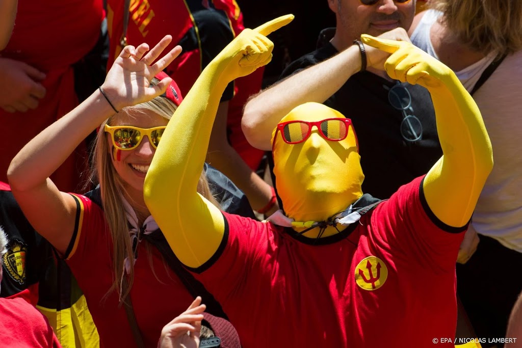 Voetballers België in Brussel gesteund door 7000 fans