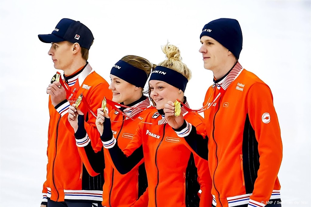Shorttrackers pakken in Tilburg goud op gemengde aflossing