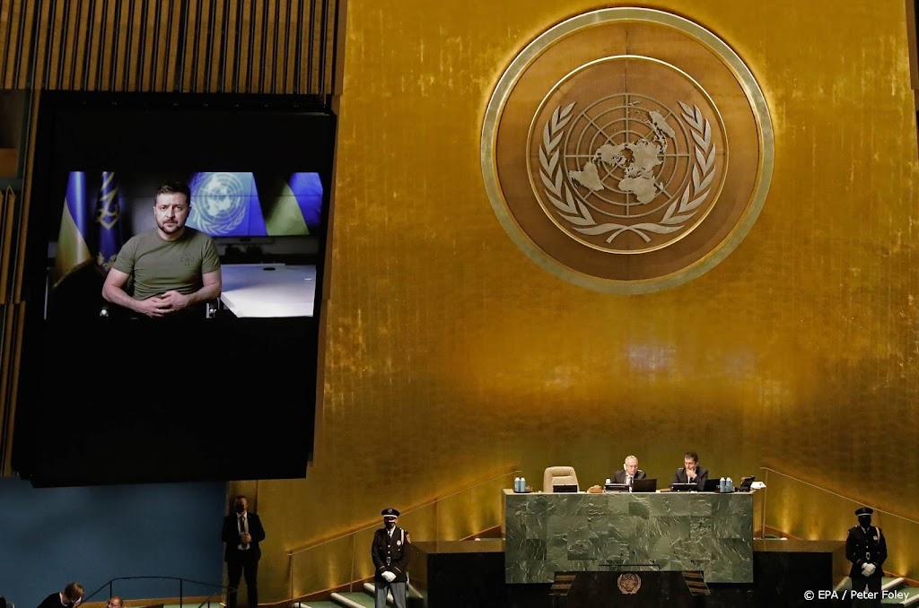 Zelenski tegen VN: wij willen vrede en bestraffing Rusland