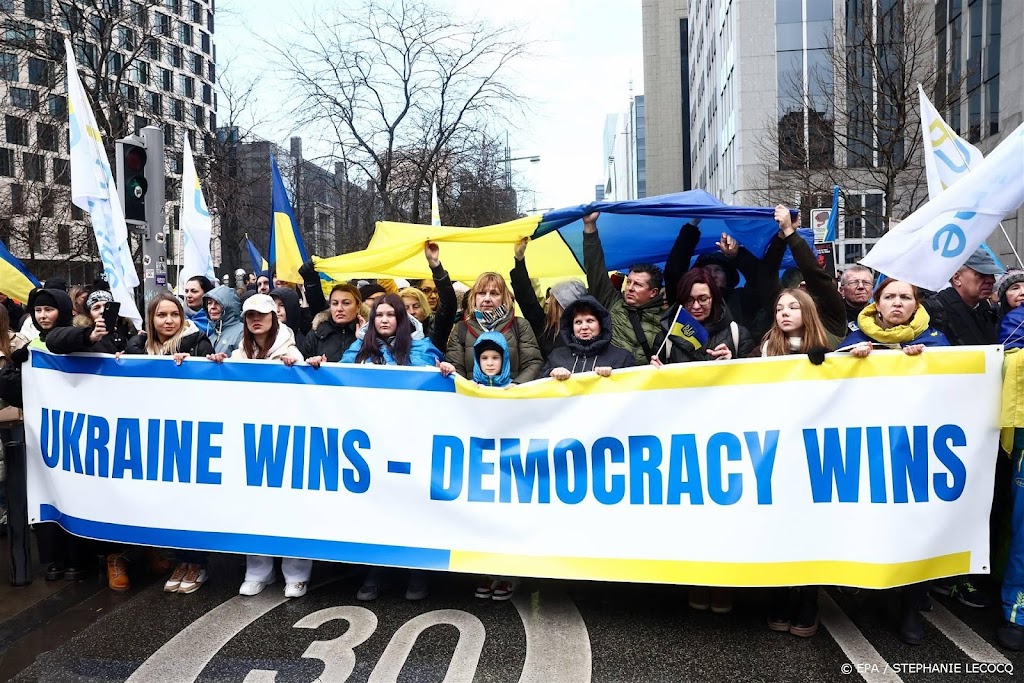 Betoging in Brussel voor steun aan Oekraïne