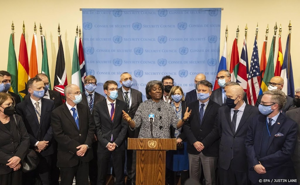 EU-ambassadeurs bij VN op foto met Oekraïense vlag