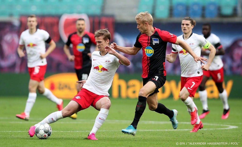 Leipzig komt met tien man tot gelijkspel met Hertha