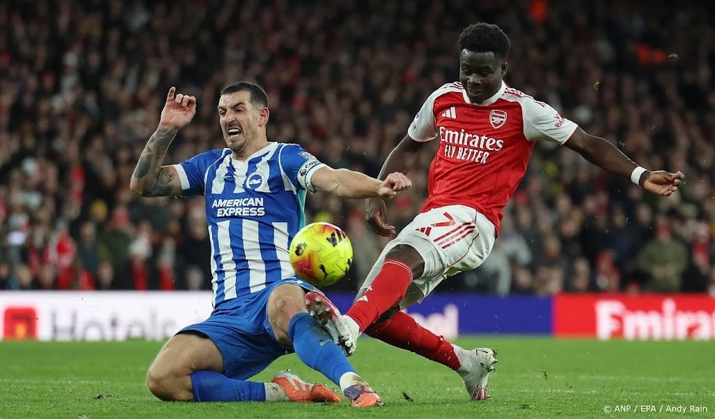 Koploper Arsenal boekt nipte zege op Brighton & Hove Albion 