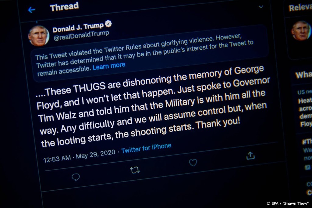 Twitter schermt boodschap Trump weer af, Witte Huis reageert boos