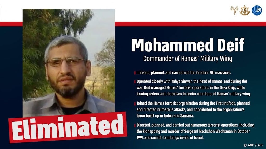 Hamas bevestigt dood van leider gewapende tak