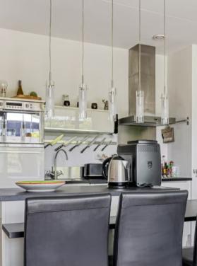 Hanglamp armatuur met vijf glazen kokerspots