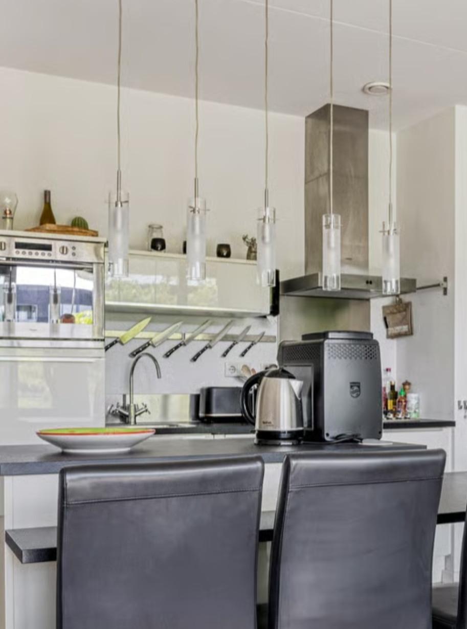 Armatuur hanglamp met vijf glazen kokerspots