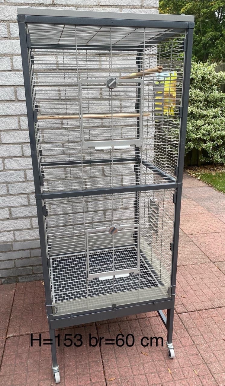 Grote volgelkooi 150h 60x60b met accessoires