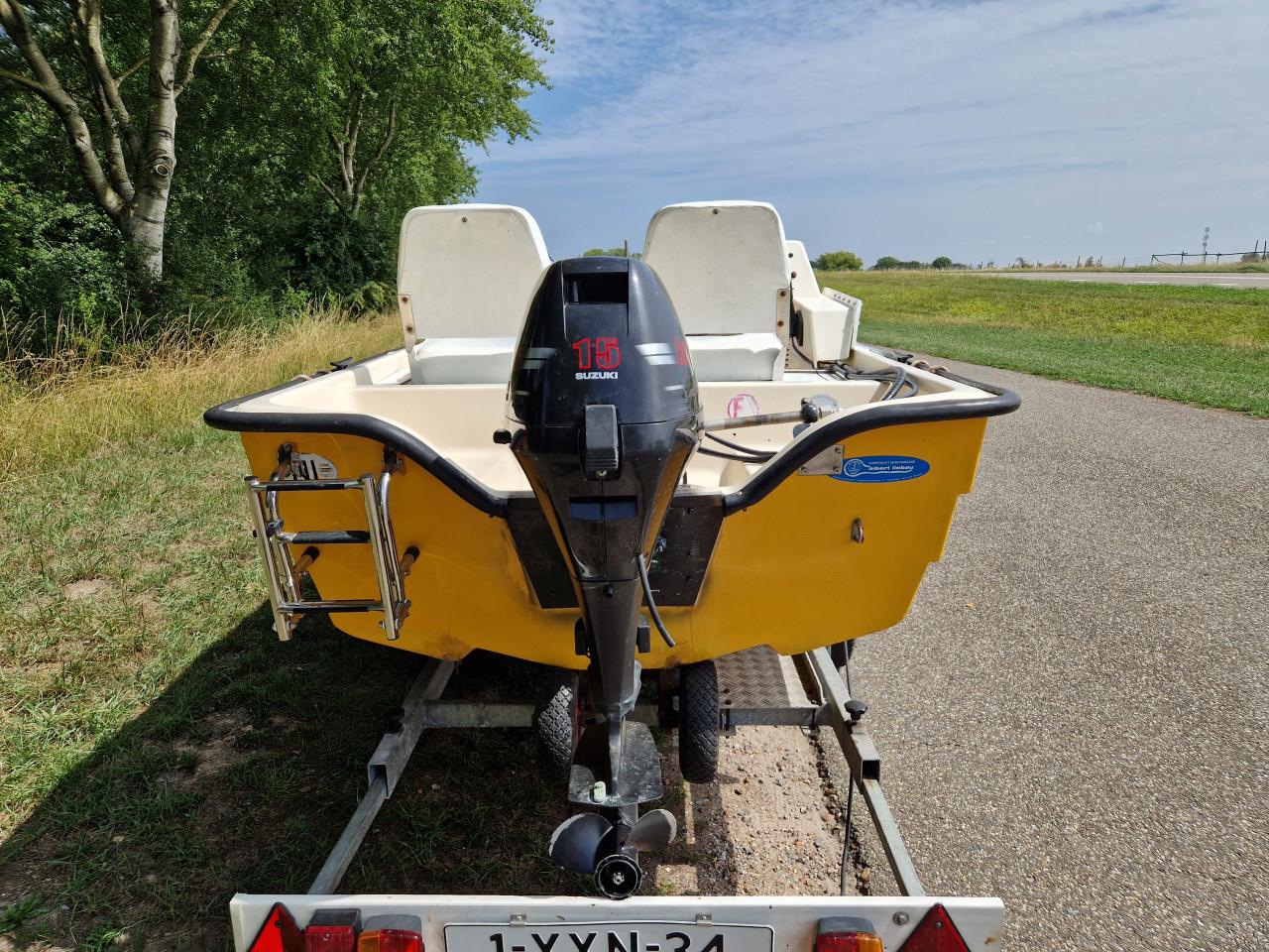Shetland GH 14 met Suzuki 15 pk 4-takt visboot / consoleboot € 1.850,-
