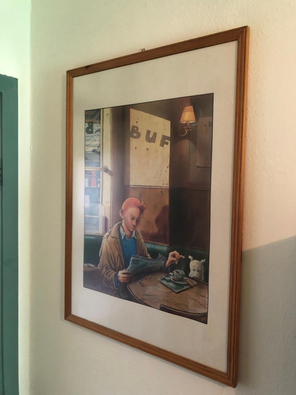 Poster Kuifje en Bobbie in café