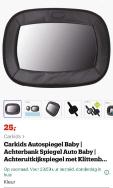 Achterbank spiegel auto voor baby , achteruitkijk spiegel met klittenband