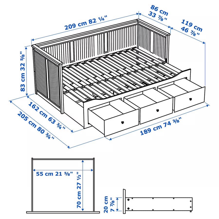 Uitschuifbare bedbank Ikea model Hemnes