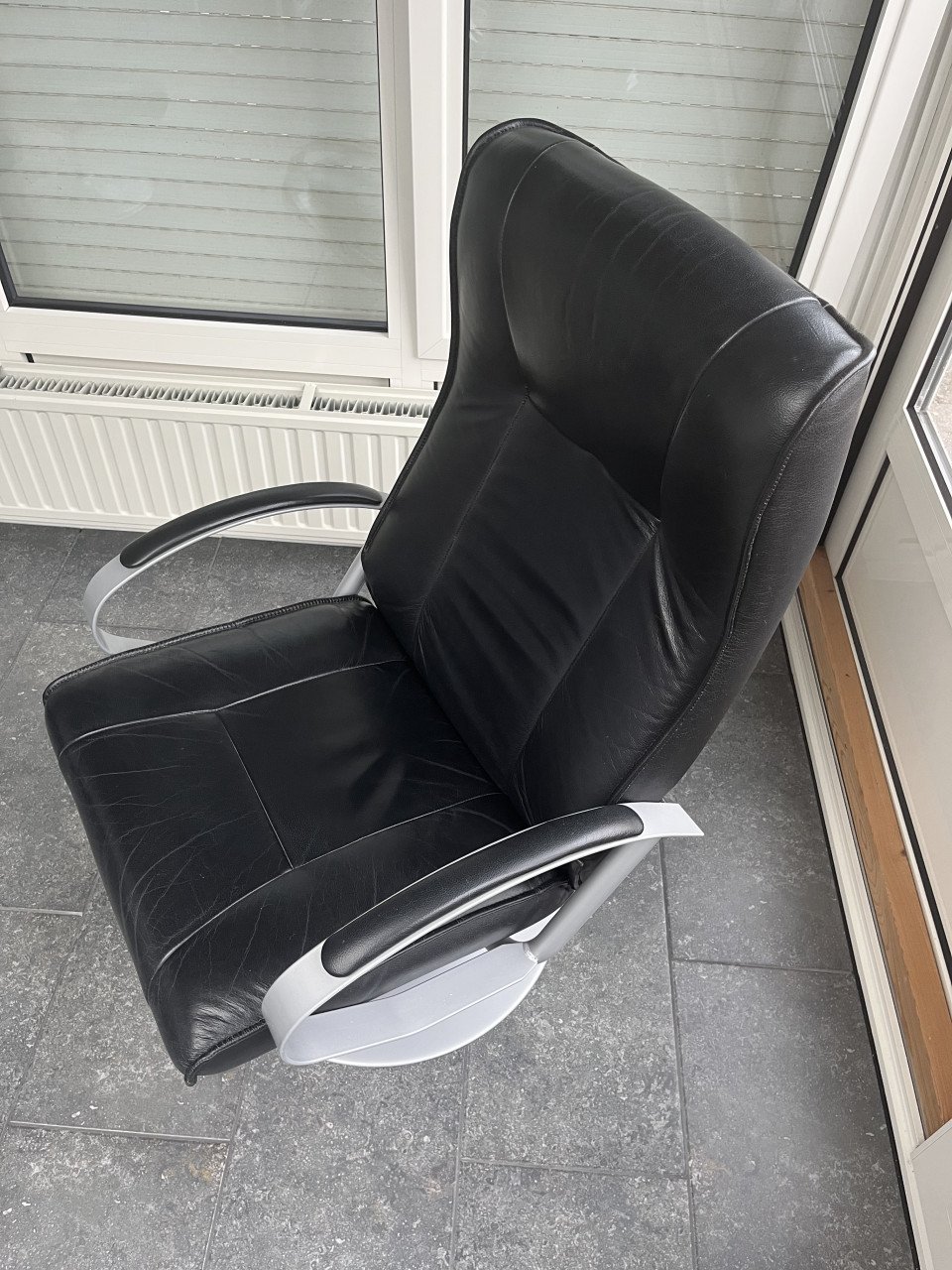 Relaxfauteuil zwart leer