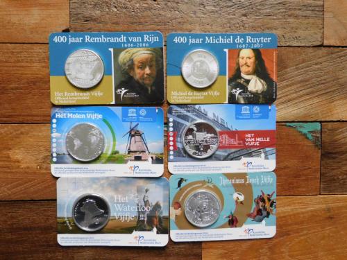6 herdenkings €5 munten (ver)zilver(d)