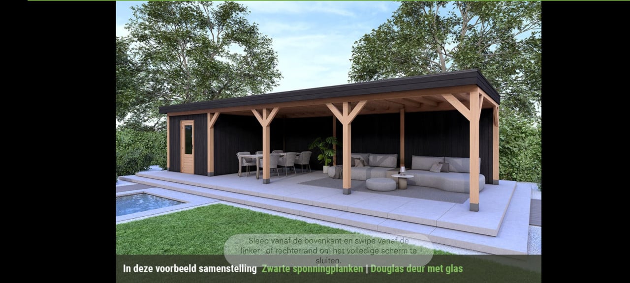 Diverse soorten Overkappingen tuinkamer pergola's en blokhutten