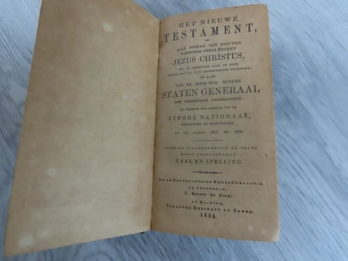 Antiek oud schoolbijbeltje 1884