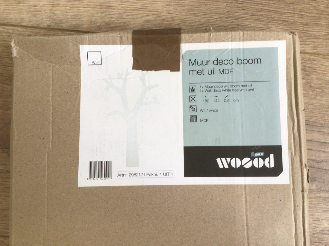 Wanddecoratie boom met uil