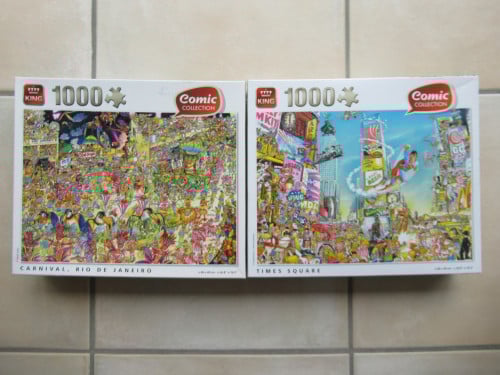 2 mooie puzzels van 1000 stukjes, zo goed als nieuw. 2,50€ samen