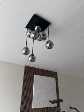 Plafondlamp 9 lichts met smoke glas inclusief 9 x dimbare fitting