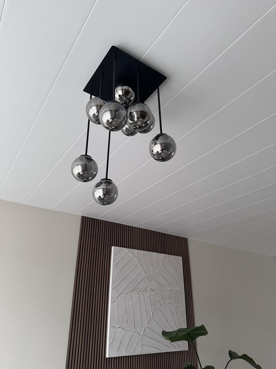Plafondlamp 9 lichts met smoke glas inclusief 9 x dimbare fitting