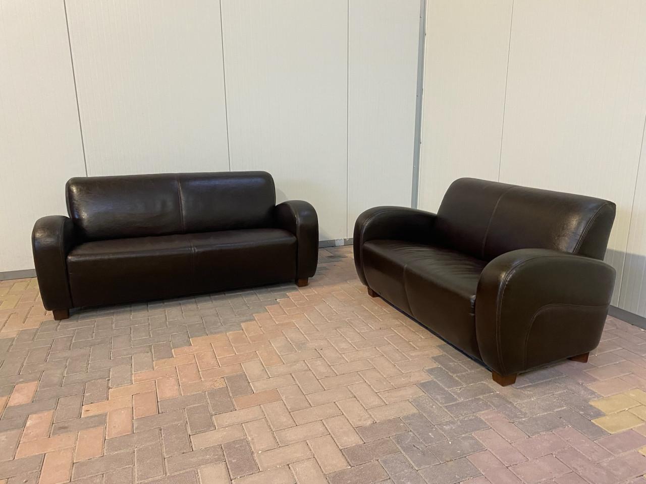 GRATIS LEVERING HEEL NL Bruin Echt Leer Bankstel 3+2,5 Zits