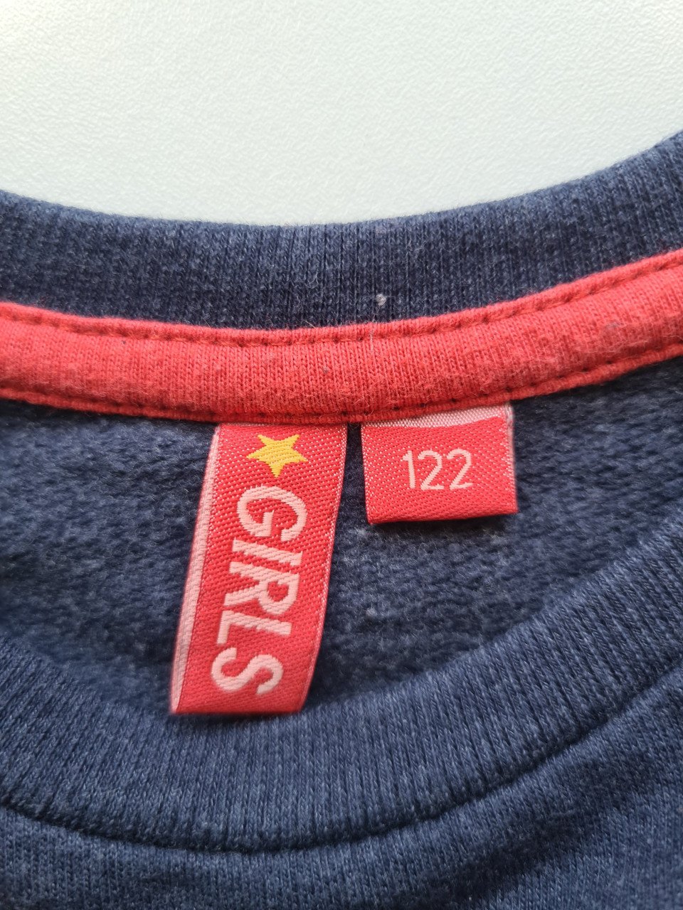 Blauwe lange sweater / jurk van Girls Maat 122