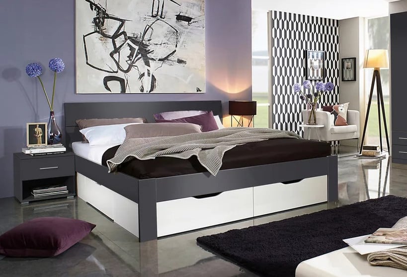 Tweepersoonsbed 180 met Verlichting, 2 Lades + 2 Nachtkastjes