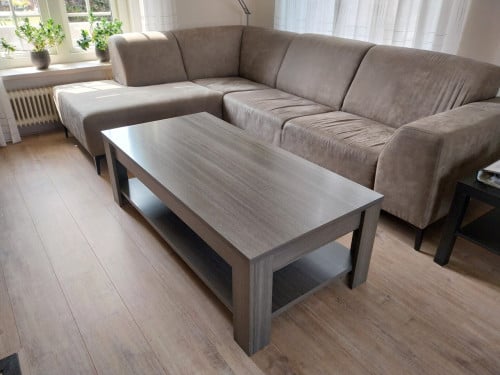 Salontafel  grijs met houtnerf motief