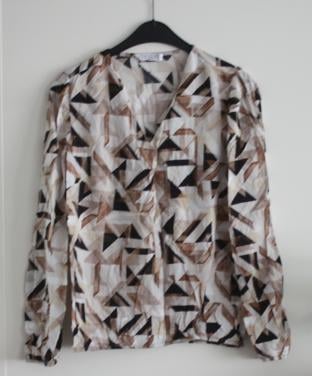 Shirt met print zwart wit beige maat s