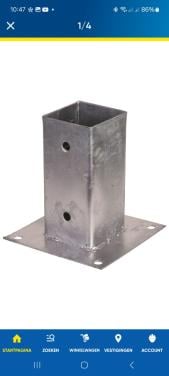 Paalhouder met plaat 71x71mm