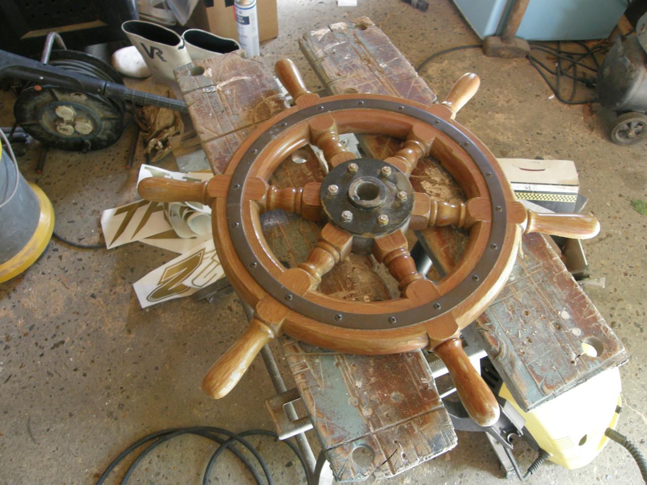 Houten scheeps stuurwiel