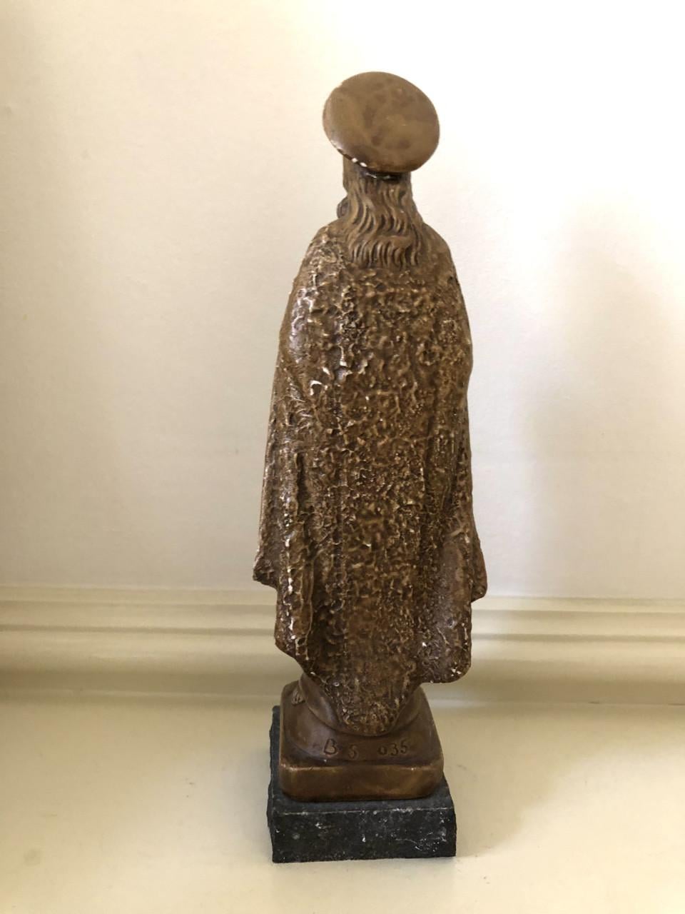 Lief brocante heilig Jezus Christus op natuursteen plaatje