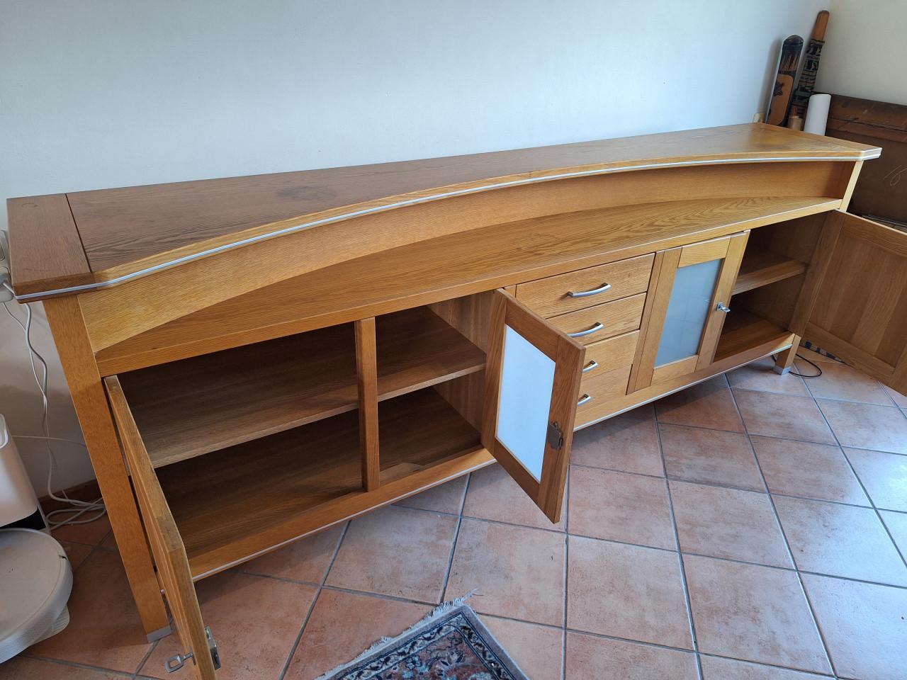 Dressoir 250 cm x 50 cm massief licht eiken