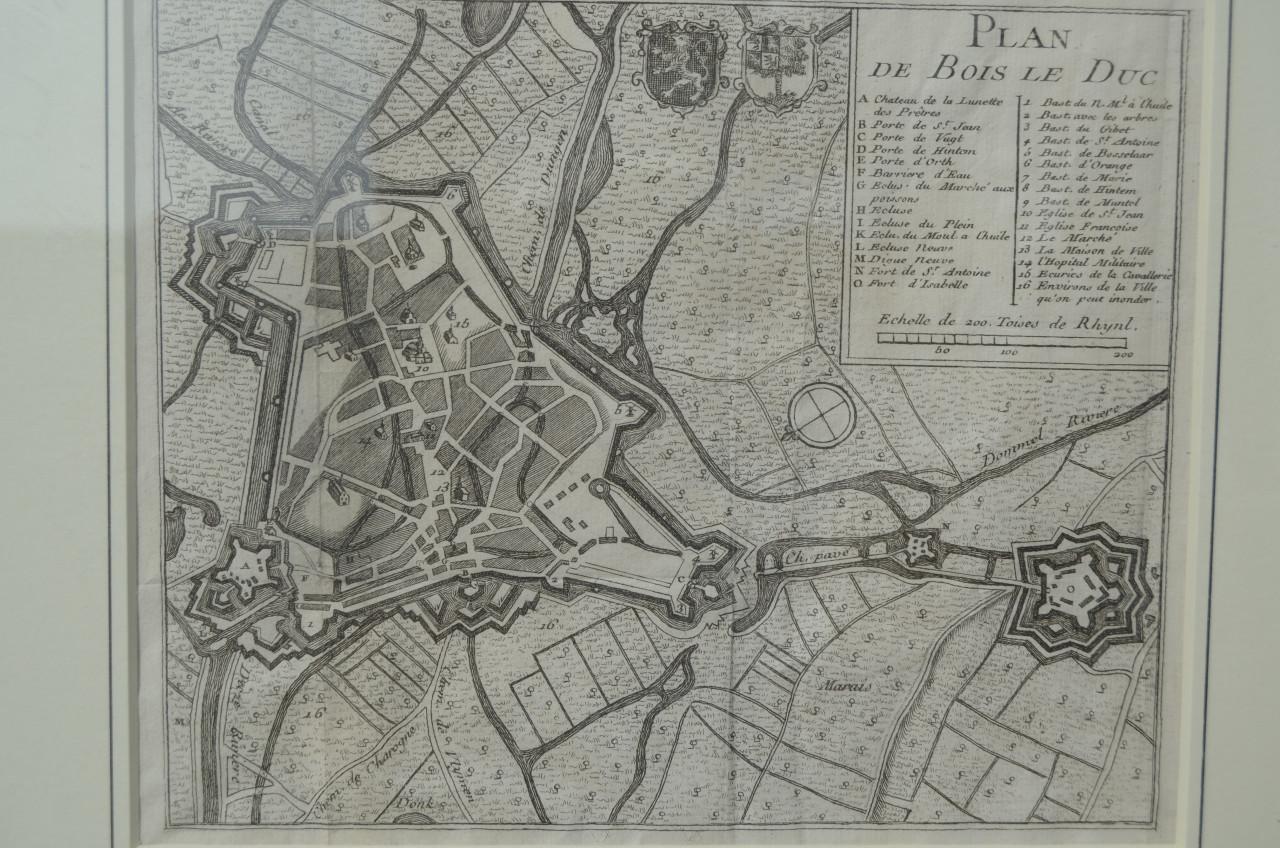 Fraaie Franse kopergravure Den Bosch 1743