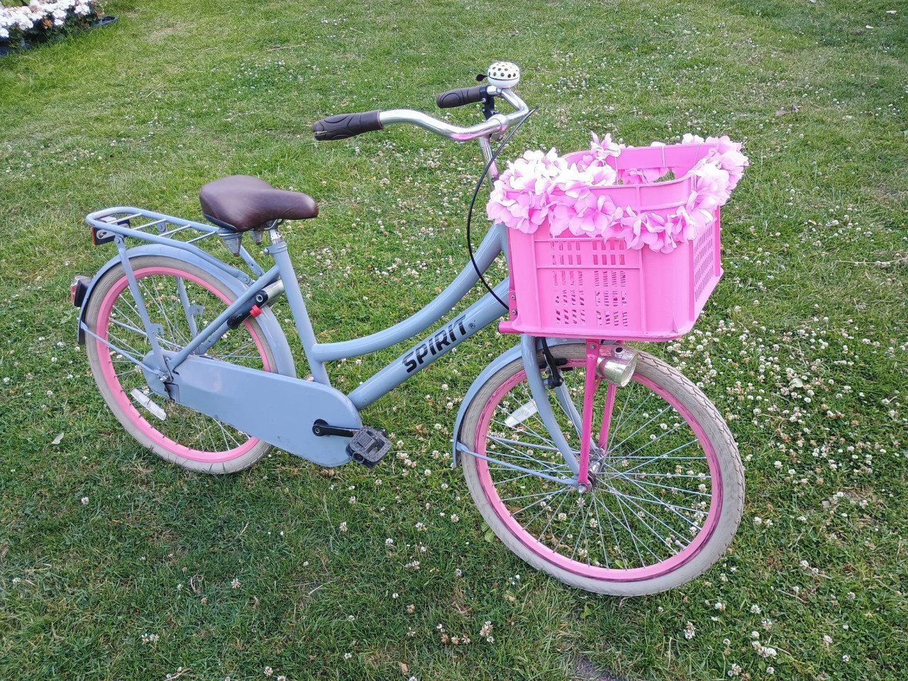 Meisjes fiets 24 " spirit grijs met roze