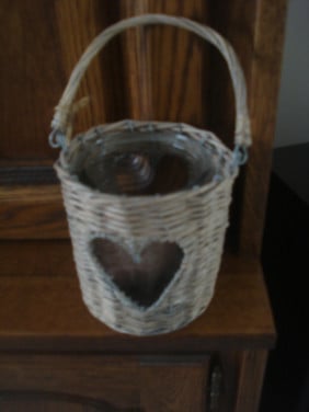 Mandje met glas erin voor kaars 773