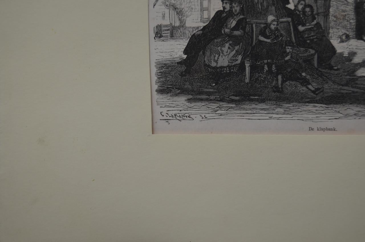 Kleine ets getiteld 'de Klapbank' Laplante ca. 1870