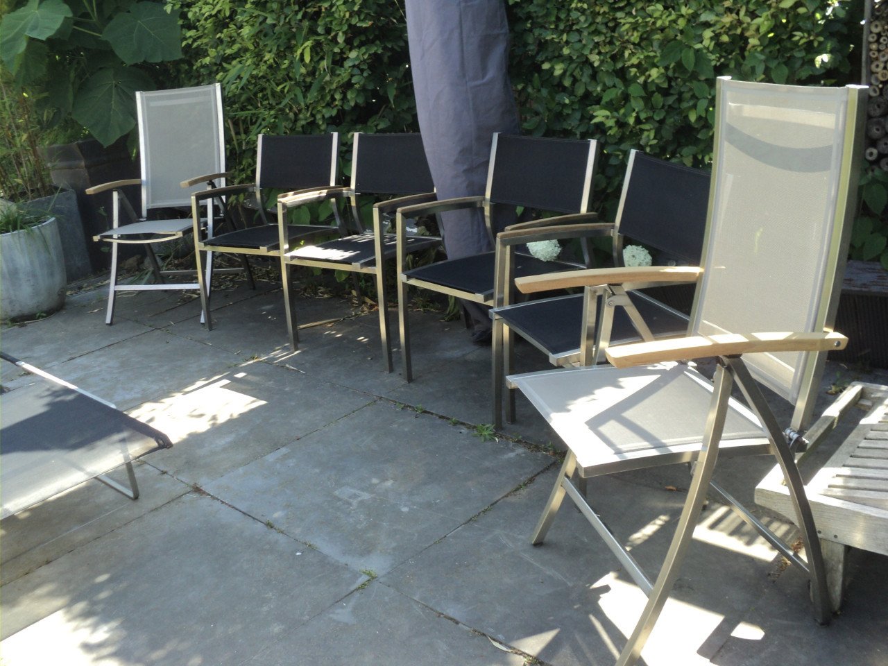 Vrijwel 6 nieuwe RVS stoelen 2 verstelbaar