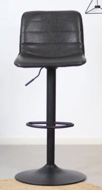 2x Industriële barkruk Boston leer antraciet 60-76 cm - draaibaar